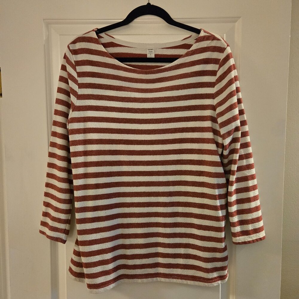 Old Navy Luxe Red/White Striped Top, Size L
